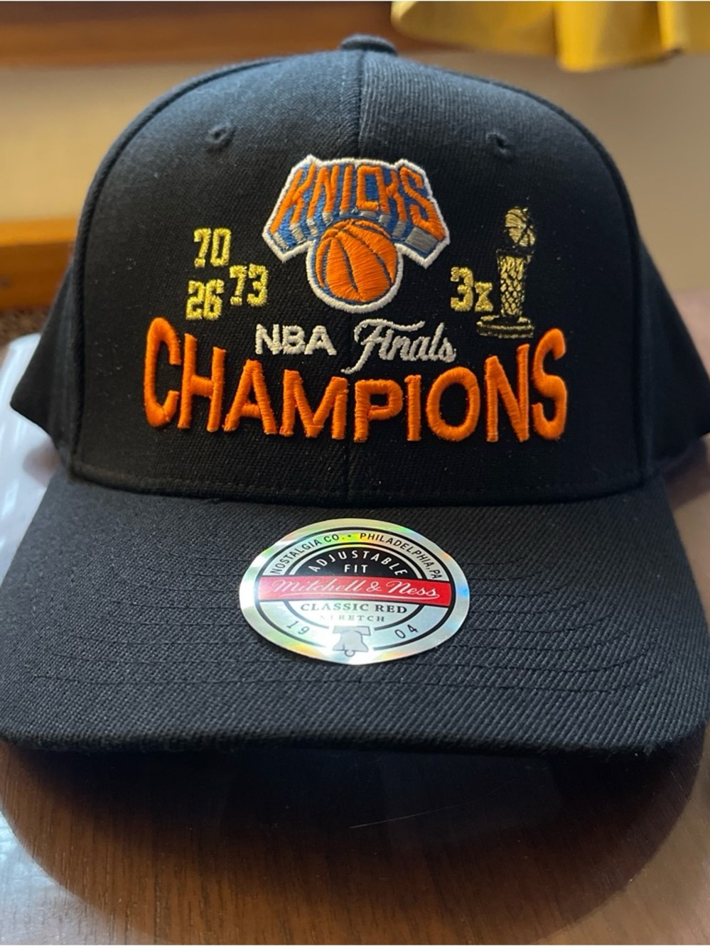 Mitchell & Ness Black and Orange Knicks Champions Hat